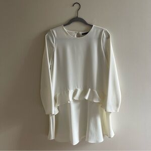 ZARA Trafaluc Collection, cream ruffle detail long sleeve dress ||M